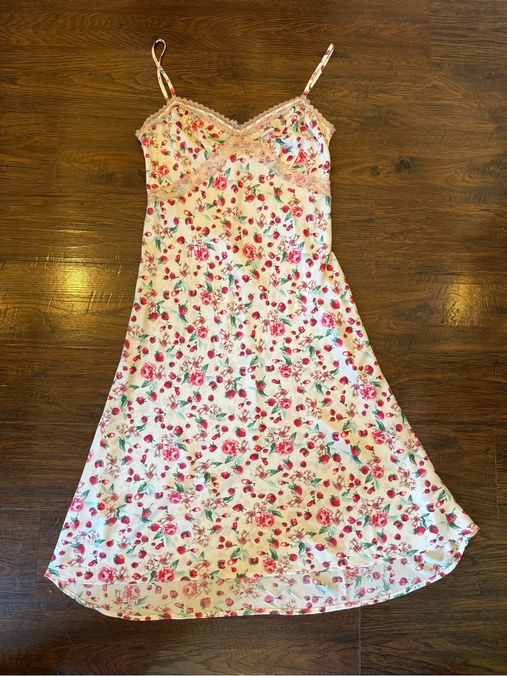Steve Madden Cream Slip Dress with Pink Floral Print